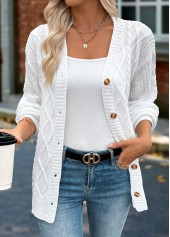 White Tummy Coverage Long Sleeve Cardigan