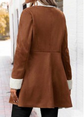 Dark Coffee Tummy Coverage Long Sleeve Lapel Coat | thumb picture 