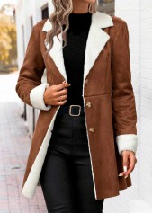 Dark Coffee Tummy Coverage Long Sleeve Lapel Coat | thumb picture 