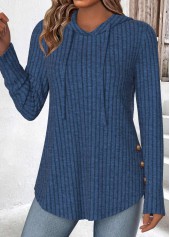 Navy Tummy Coverage Long Sleeve Hoodie | thumb picture 