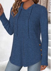 Navy Tummy Coverage Long Sleeve Hoodie