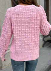 Pink Button Long Sleeve Round Neck Sweater | thumb picture 