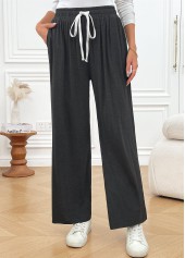 Dark Grey Pocket Wide Leg Elastic Waist Pants