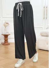 Dark Grey Pocket Wide Leg Elastic Waist Pants