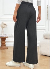 Dark Grey Pocket Wide Leg Elastic Waist Pants