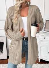 Light Camel Tummy Coverage Long Sleeve Cardigan