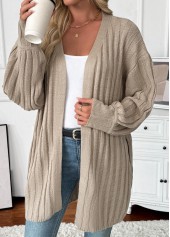 Light Camel Tummy Coverage Long Sleeve Cardigan