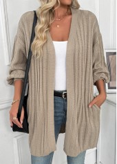 Light Camel Tummy Coverage Long Sleeve Cardigan