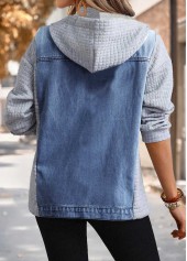 Denim Blue Tummy Coverage Long Sleeve Hooded Coat | thumb picture 