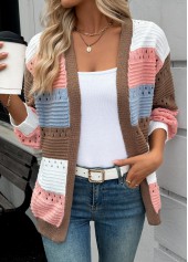 Pink Tummy Coverage Striped Long Sleeve Cardigan | thumb picture 