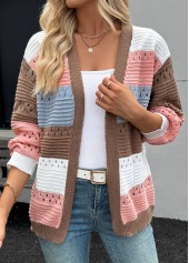 Pink Tummy Coverage Striped Long Sleeve Cardigan | thumb picture 