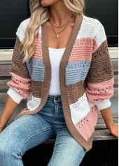 Pink Tummy Coverage Striped Long Sleeve Cardigan | thumb picture 