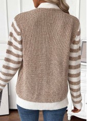 Light Camel Tummy Coverage Striped Long Sleeve Cardigan | thumb picture 