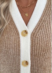 Light Camel Tummy Coverage Striped Long Sleeve Cardigan | thumb picture 