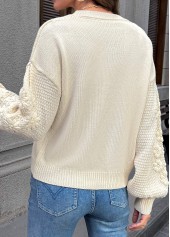 Beige Tummy Coverage Long Sleeve Round Neck Sweater