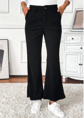 Black Pocket Flare Leg Button Fly High Waisted Pants | thumb picture 