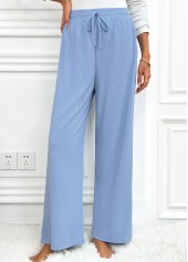 Dusty Blue Wide Leg Elastic Waist High Waisted Pants