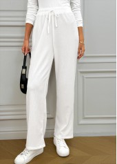 White Pocket Wide Leg Elastic Waist High Waisted Pants | thumb picture 