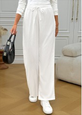 White Pocket Wide Leg Elastic Waist High Waisted Pants | thumb picture 