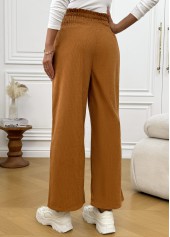 Light Coffee Wide Leg Elastic Waist High Waisted Pants