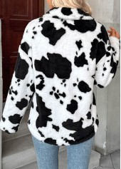 White Tummy Coverage Cow Print Long Sleeve Coat | thumb picture 