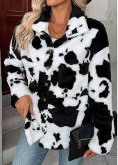 White Tummy Coverage Cow Print Long Sleeve Coat | thumb picture 