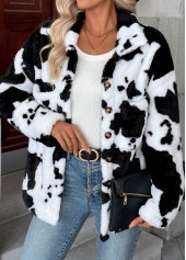 White Tummy Coverage Cow Print Long Sleeve Coat | thumb picture 