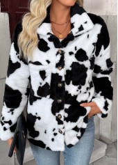 White Tummy Coverage Cow Print Long Sleeve Coat | thumb picture 