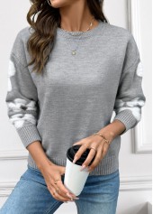 Grey Tummy Coverage Floral Print Long Sleeve Sweater
