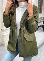 Olive Green Tummy Coverage Long Sleeve Hooded Coat | thumb picture 