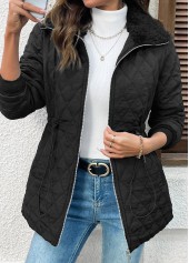 Black Tummy Coverage Long Sleeve Turn Down Collar Coat | thumb picture 
