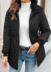 Black Tummy Coverage Long Sleeve Turn Down Collar Coat | thumb picture 