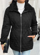 Black Tummy Coverage Long Sleeve Turn Down Collar Coat | thumb picture 