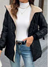 Black Tummy Coverage Long Sleeve Hooded Coat | thumb picture 