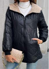 Black Tummy Coverage Long Sleeve Hooded Coat | thumb picture 
