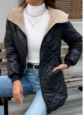 Black Tummy Coverage Long Sleeve Hooded Coat | thumb picture 