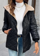 Black Tummy Coverage Long Sleeve Hooded Coat | thumb picture 