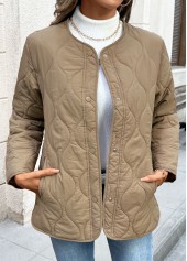 Dark Camel Tummy Coverage Long Sleeve Round Neck Coat