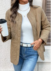 Dark Camel Tummy Coverage Long Sleeve Round Neck Coat