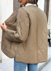 Dark Camel Tummy Coverage Long Sleeve Round Neck Coat