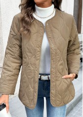 Dark Camel Tummy Coverage Long Sleeve Round Neck Coat