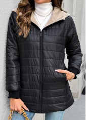 Black Tummy Coverage Long Sleeve Hooded Coat | thumb picture 