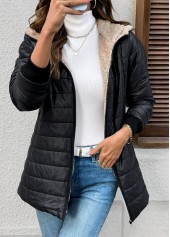 Black Tummy Coverage Long Sleeve Hooded Coat | thumb picture 