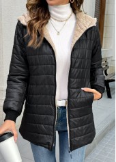Black Tummy Coverage Long Sleeve Hooded Coat | thumb picture 