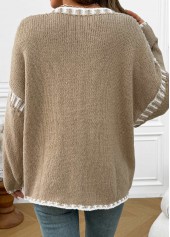 Light Camel Tummy Coverage Long Sleeve Round Neck Sweater | thumb picture 