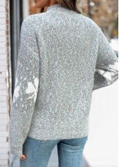 Dark Grey Tummy Coverage Plants Print Long Sleeve Sweater | thumb picture 