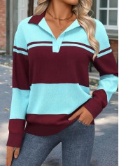 Wine Red Geometric Print Long Sleeve Sweatshirt | thumb picture 
