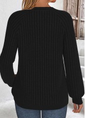 Black Long Sleeve Split Neck Sweatshirt | thumb picture 