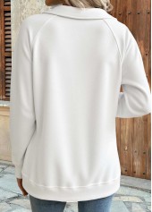 White Tummy Coverage Long Sleeve Turn Down Collar Sweatshirt | thumb picture 