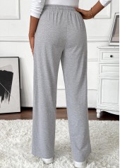 Grey Pocket Wide Leg Elastic Waist High Waisted Pants
